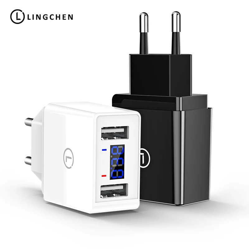 Устройство зарядное LINGCHEN с двумя USB-портами и светодиодным дисплеем а | Мобильные