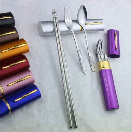 1 комплект набор из трех предметов портативные складные палочки для еды ложка