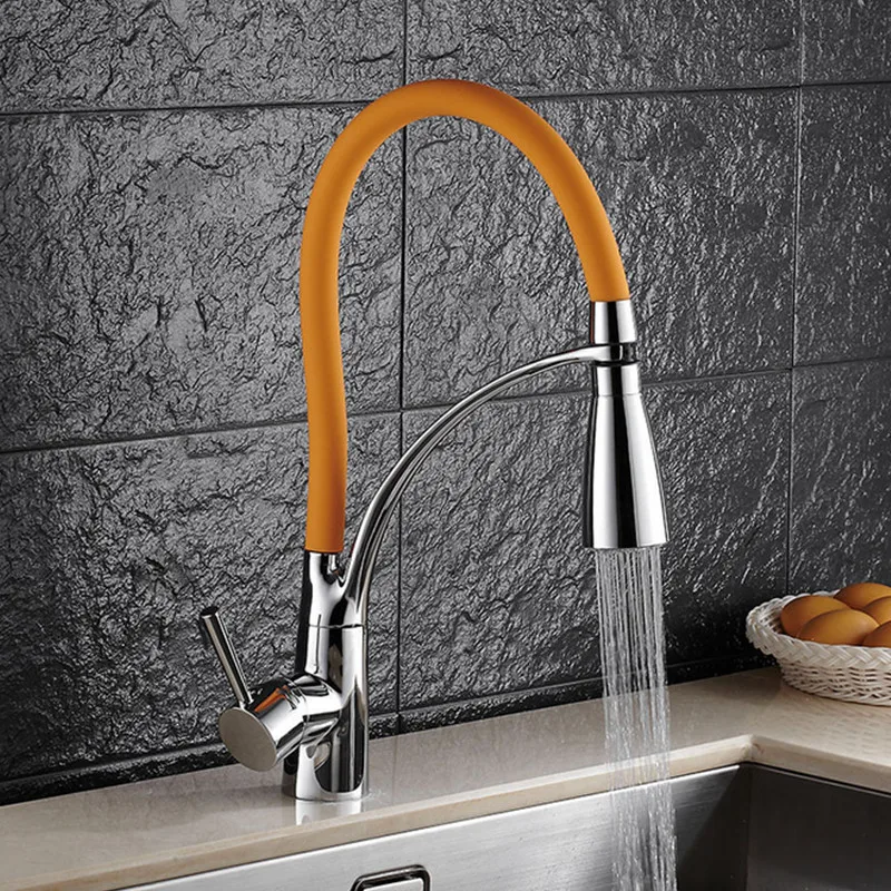 Бесплатная доставка Выдвижной светодиодный кухонный кран Biggers с хромированной