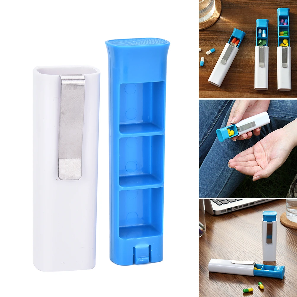 

Random Colors Portable Pill Cases & Splitters Travel 3 Grid Medicine Drug Pill Box Case Storage Organizer