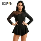 Женское балетное трико IIXPIN, гимнастическое трико для катания на коньках с длинными рукавами и открытой спиной, балетное платье