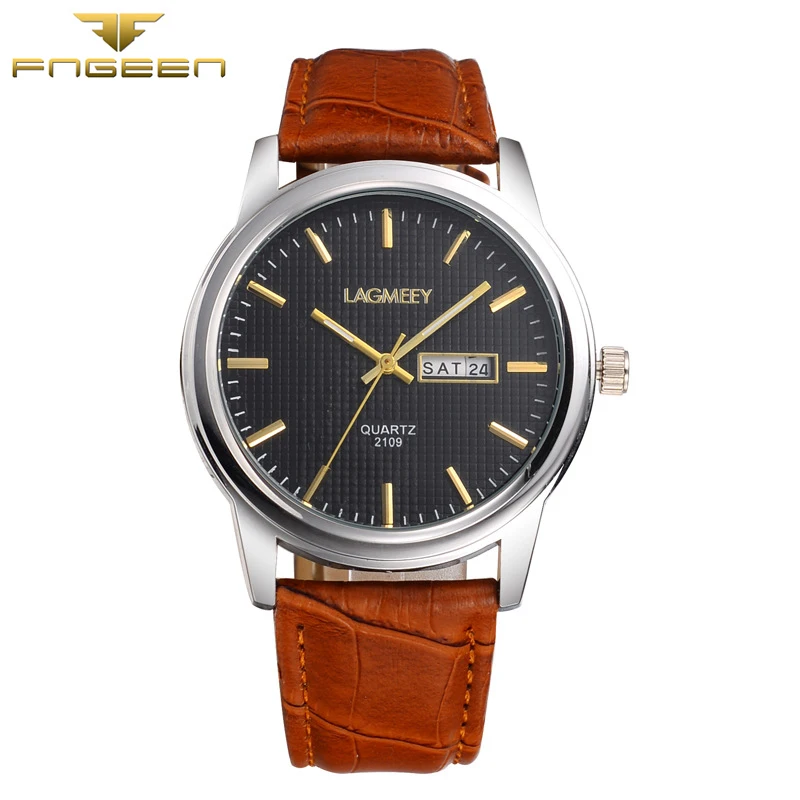 Классический Ман серебристый корпус бизнес часы с двойной Календари дисплей