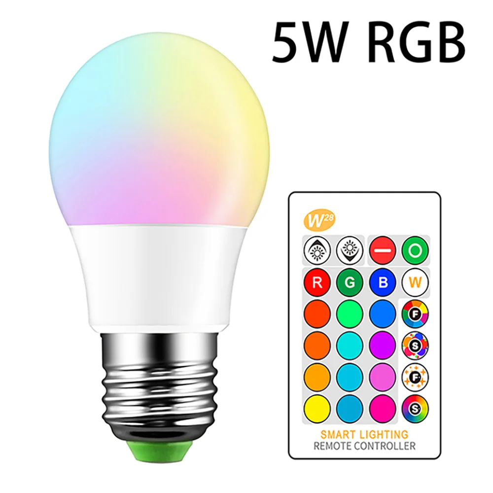 E27 светодиодный 5/10/15 Вт 16 Цвет изменение Волшебная Лампа 220V 110V RGB+ белый дистанционный умный светильник лампа с регулируемой яркостью памяти+ ИК-пульт дистанционного управления Управление - Испускаемый цвет: E27 5W RGB