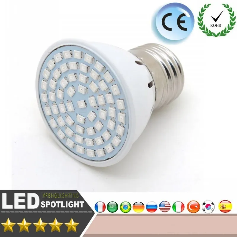 LED E27 12 Вт лампа для выращивания SMD 60 светодиодов AC 220 В полный спектр комнатных