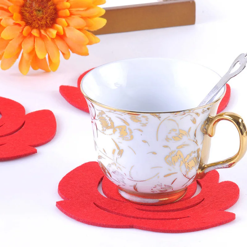 5 шт. Симпатичный розовый войлочный чайный коврик подставка для чаши антигорячий