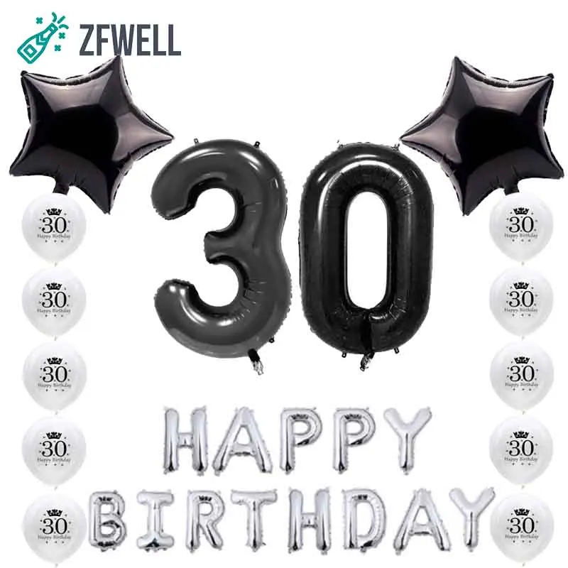ZFWELL 27 шт./лот 18.21.30 день рождения цифровая любовь Серебристая черная алюминиевая