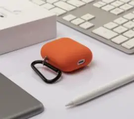 Оранжевый Чехол для наушников xiaomi mijia Apple AirPods, легко заряжаемый силиконовый Bluetooth беспроводной чехол для наушников с карабином - Цвет: Оранжевый