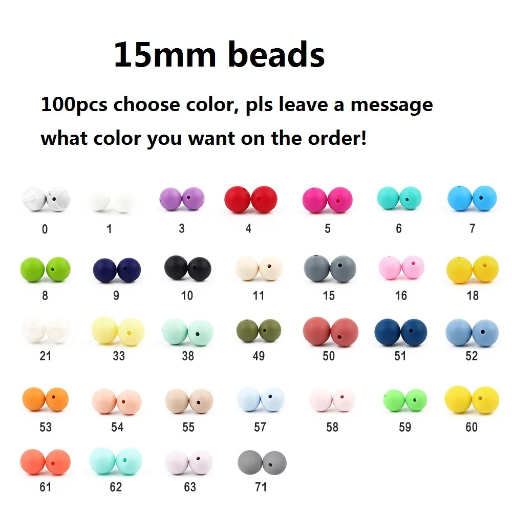 15mm- Choose color BOBO. BOX, 100 шт./лот, силиконовые бусины, Детские Прорезыватели, 9/мм, Детские Прорезыватели для зубов, бусины для соски, цепочка, силиконовые прорезыватели, BPA бесплатно - Цвет: 15mm- Choose color