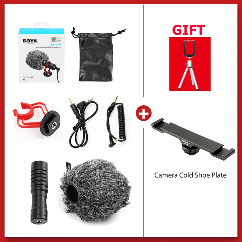 add cold shoe plate BOYA BY-MM1 беспроводной микрофон камера видео микрофон Подставка для iPhone X DJI Осмо Карманный Zhiyun Smooth 4 PK BM Rode VideoMicro - Цвет: add cold shoe plate