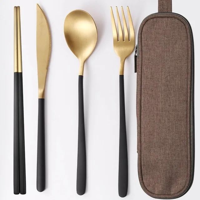 Dinnerware set 4 Столовая посуда набор столовый набор в дорогу для путешествий походный набор посуды многоразовые посуда набор ложка Вилка палочки дозирующая детская ложка для соломы и Портативный чехол - Цвет: Dinnerware set 4
