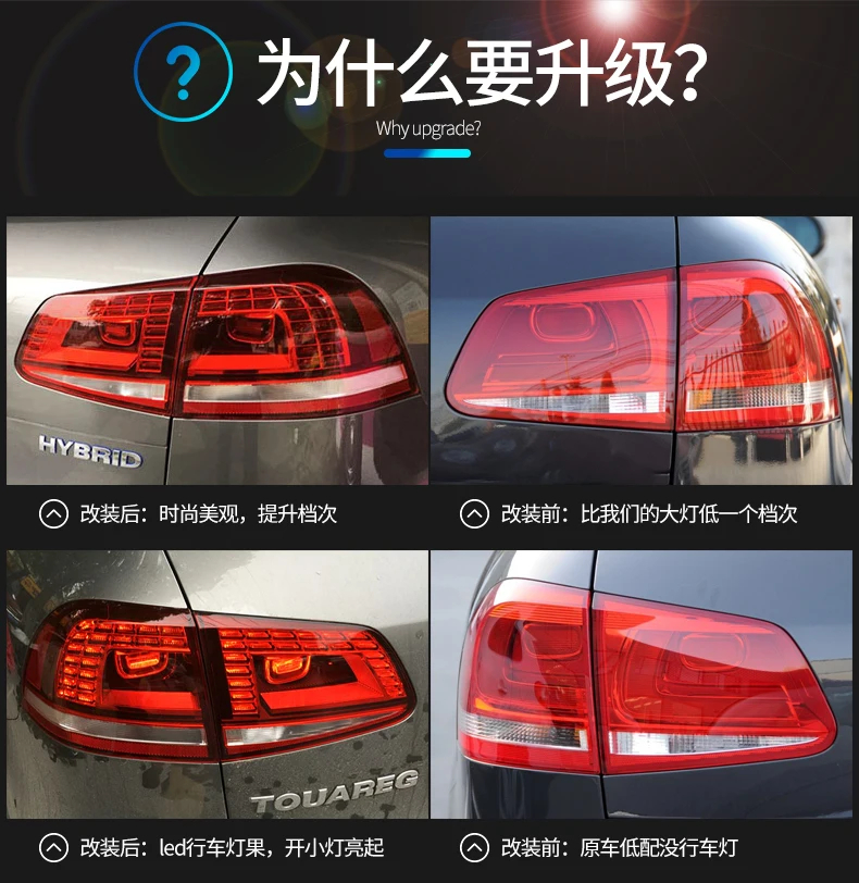 Автомобильный Стайлинг для VW Touareg задний фонарь 2011- Touareg светодиодный задний фонарь задний багажник крышка лампы drl+ сигнал+ тормоз+ обратный