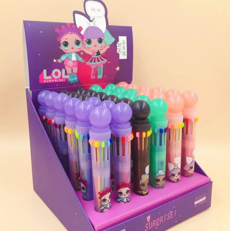 

36 PCS/BOX Creative Kawaii Funny Cartoon 10 Colors Chunky Ballpoint Pen School Office Supply Gift Stationery Papelaria Escolar