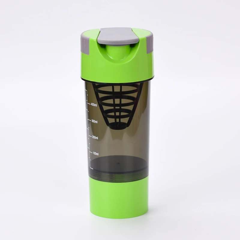 green Спортивная посуда для фитнеса, шейкер, бутылка для молочного коктейля, шейкер для протеина, тренажерный зал, Botellas Para Agua, шейкер, походная портативная чашка - Цвет: green