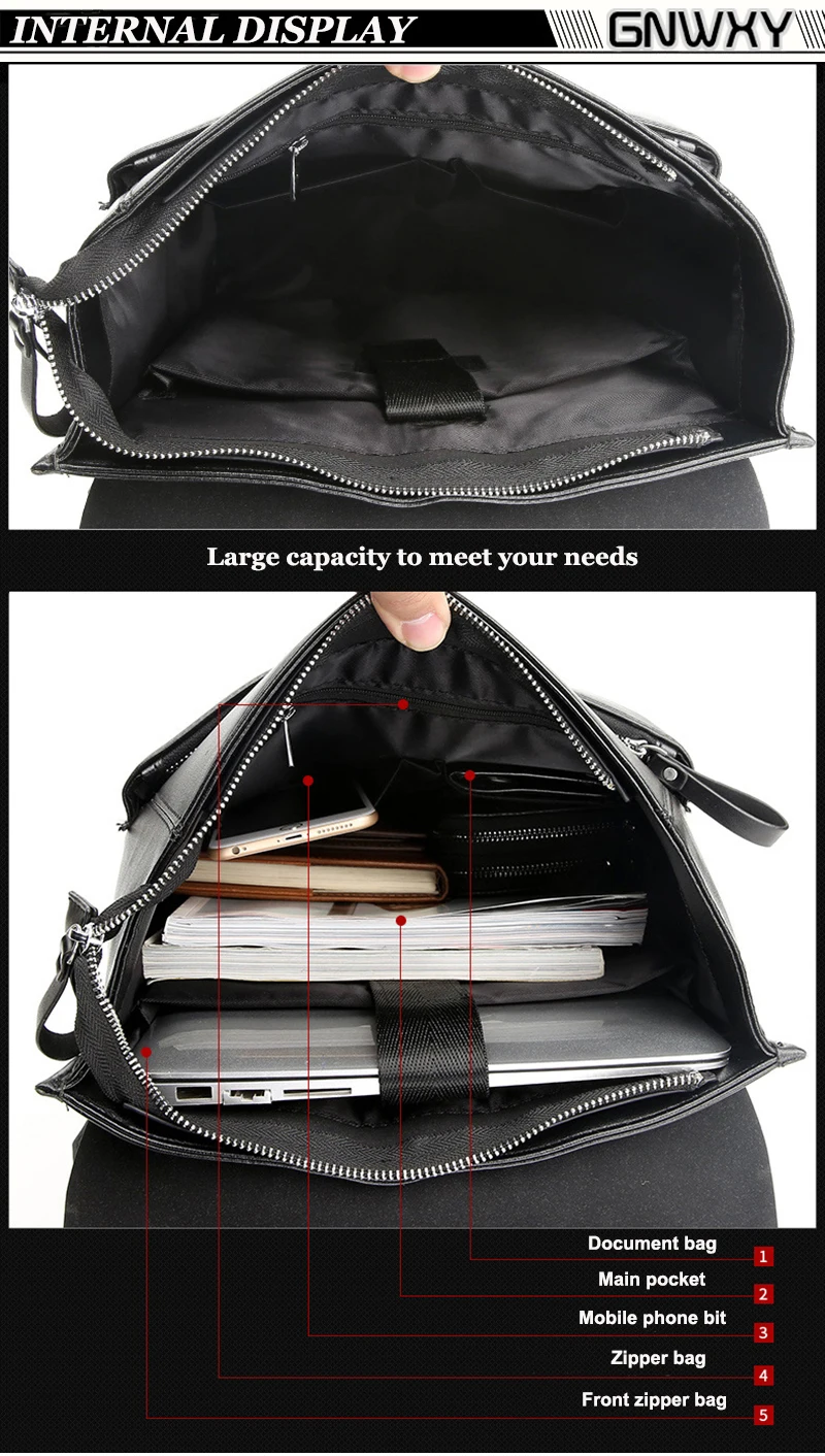 GNWXY мягкие из искусственной кожи Для мужчин Бизнес рюкзак водонепроницаемые школьные сумки для 16 дюймового ноутбука сумка для книг ученические сумки для путешествий школьные сумки