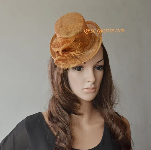 Новая Женская шляпка Sinamay Золотая мини для свадьбы Кентукки Derby вечеринки Ascot Races