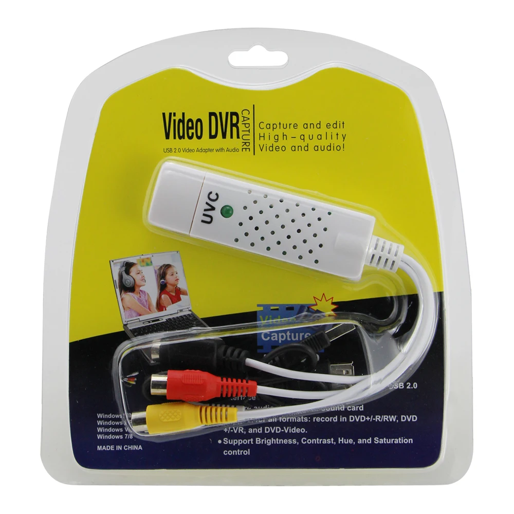 Синий Чем Для ПК/Ноутбука USB 2.0 Плата Видеоввода ТВ-Тюнер VCR DVD AV Аудио Разъем