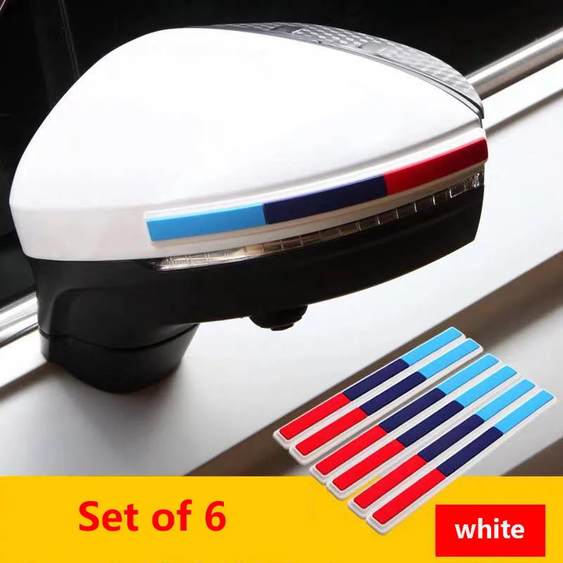 Type 1-White-6PCS Для Volkswagen Tiguan зеркало заднего вида, наклейка на бампер, против царапин, Полоска, защита края, защита для автомобиля, Стайлинг, зеркала заднего вида - Название цвета: Type 1-White-6PCS