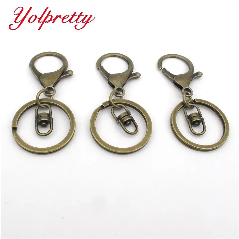 

Yolprtty 3 шт./лот 30 мм длинное кольцо для ключей 70 мм популярная классическая бронзовая застежка-карабин цепочка для ключей для изготовления юв...