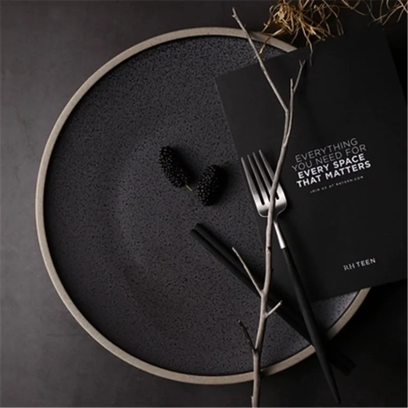 KINGLANG Европейская Западная тарелка для стейка черная кристальная большая