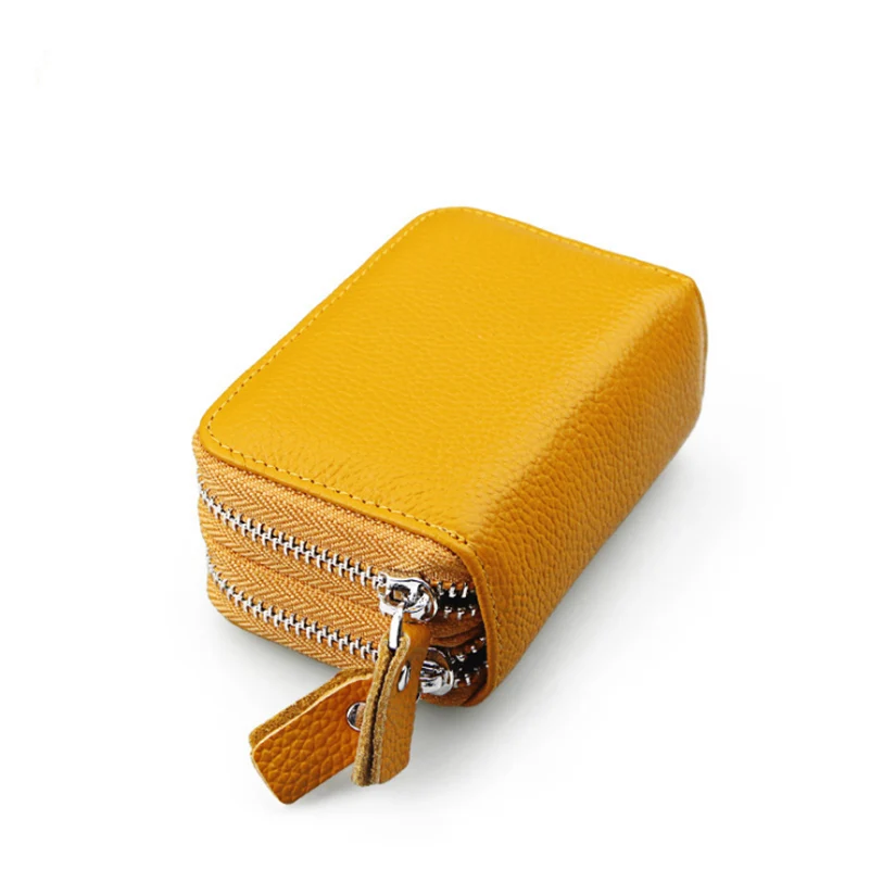 Yellow Genuine Leather Women Wallet And card holder Coin Purses Female Small Portomonee Rfid Wallet Lady Purse For Girls Money Bag - Цвет: Yellow