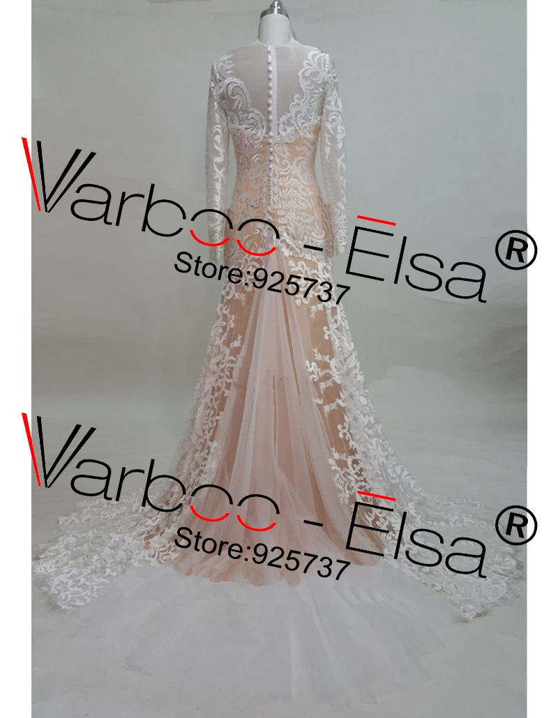 Robe De Mariee Sirene 2018 Иллюзия декольте с длинными рукавами свадебное платье Русалка