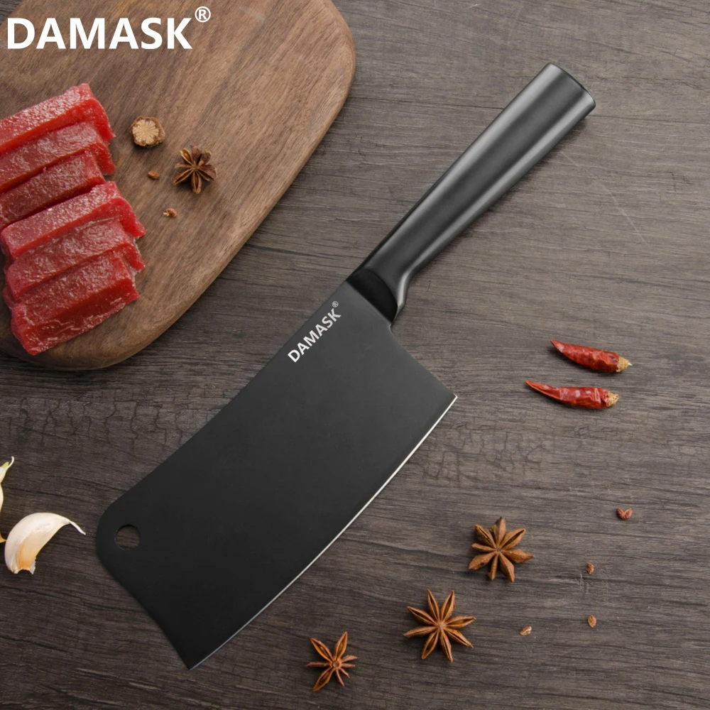 DAMASK набор кухонных ножей из нержавеющей стали черный цвет для мясника Nakiri 4Cr14mov