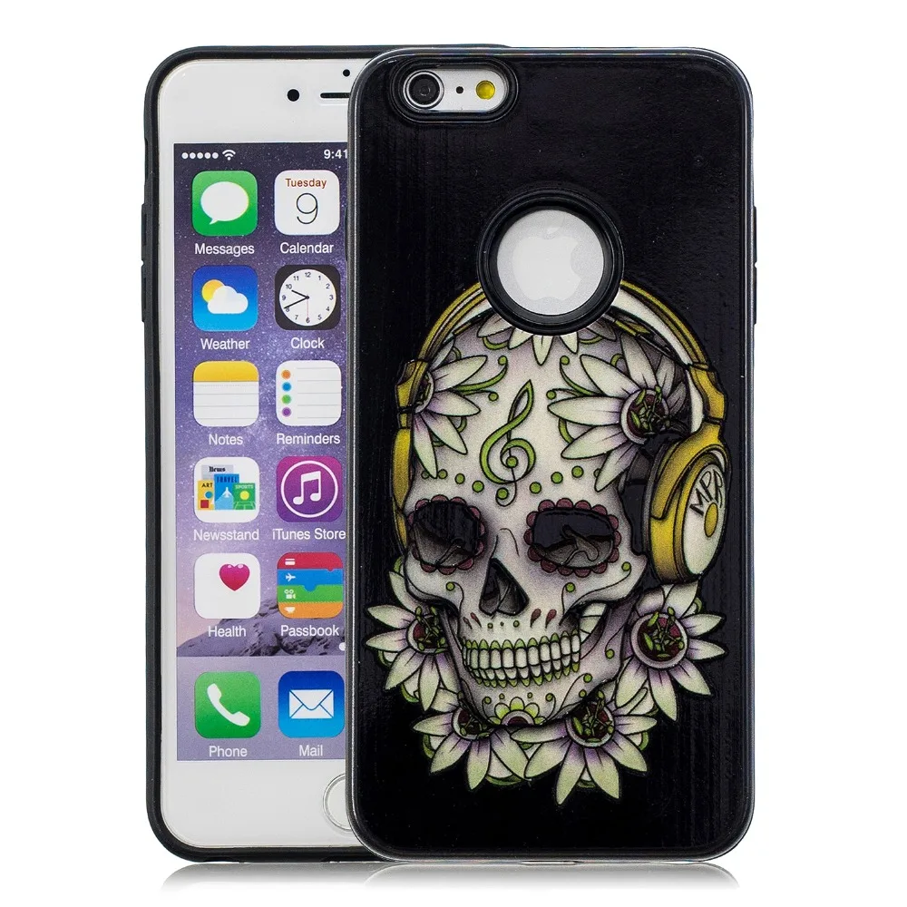 Для iPhone ifone SE 5 5S 6 S 7 8 10 X 3D рельеф Мягкие TPU Жесткий ПК 2in1 телефон оболочки HD