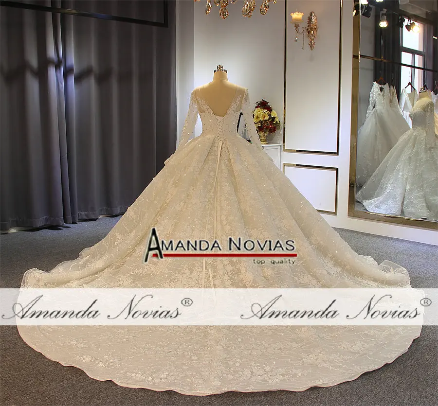 Robe de soiree courte бальное платье с длинными рукавами блестящее Свадебное Платье Аманда новиас настоящая работа