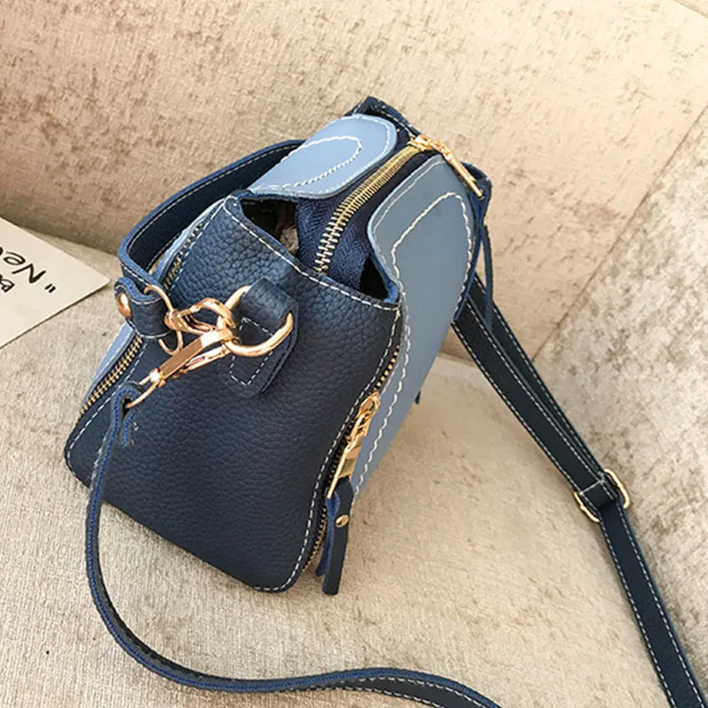 Маленькая сумка женская двойная молния на плечо Лоскутная Женская через а3375|women