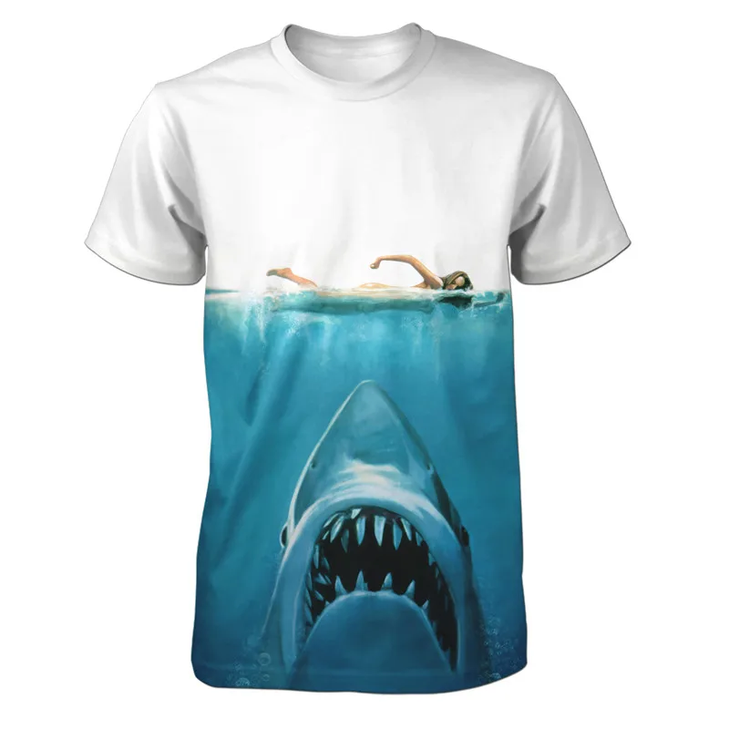 

REAL American US SIZE Jaws Custom made 3D Sublimation Print T-Shirt plus size 3xl 4XL 5XL 6XL