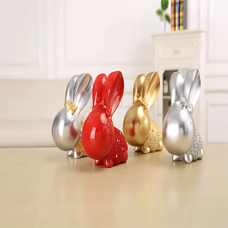 Высокое качество смолы украшения творческий пара кролик дома дисплей Копилка