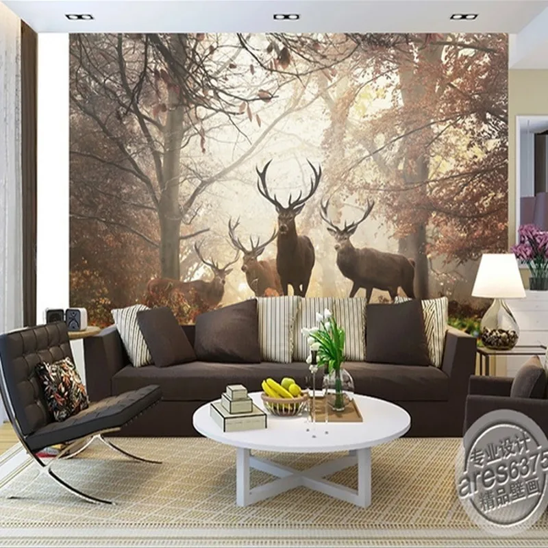 3D Трехмерная большая Настенная картина размер на заказ обои для сада леса оленя