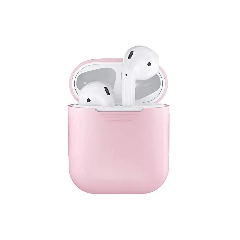 Защитный силиконовый чехол для AirPods, совместимый с Apple Airpods 1 и AirPods 2 [передний светодиодный экран не виден] - Color: Pink