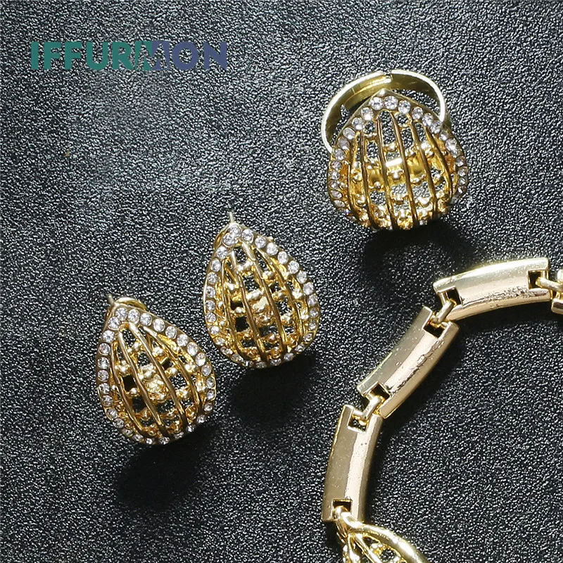 IFFURMON модные золотые Цвет комплект ювелирных изделий для Для женщин Цепочки и