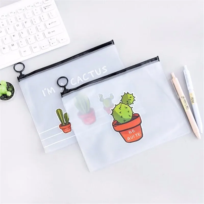 Мультфильм карандаш кактус чехол Kawaii прозрачный ПВХ Карандаш сумка Bts канцелярские принадлежности для хранения пенал Papelaria школьные принадлежности