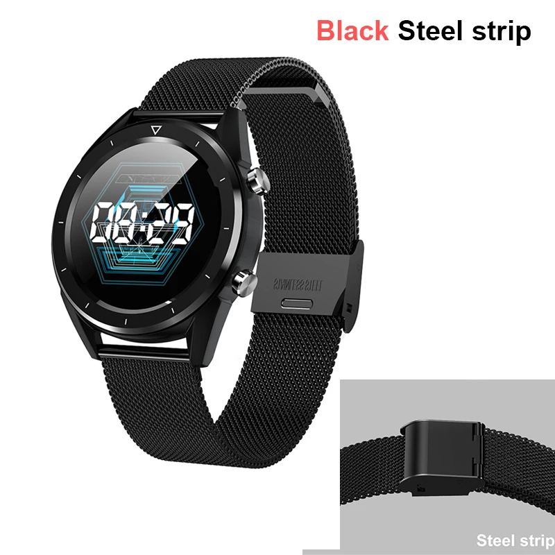 Black Steel strip № 1 DT28 Смарт-часы 1,5" NRF52832 64KB 512KB монитор сердечного ритма напоминания о двигательной активности IP68 Водонепроницаемый Смарт-часы - Цвет: Black Steel strip