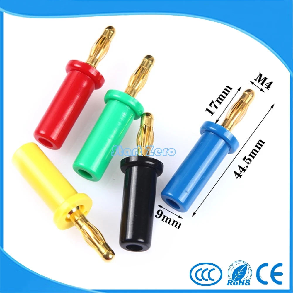5 шт. 4 мм тонкий Медный позолоченный Банановый штекер аудио динамик усилитель