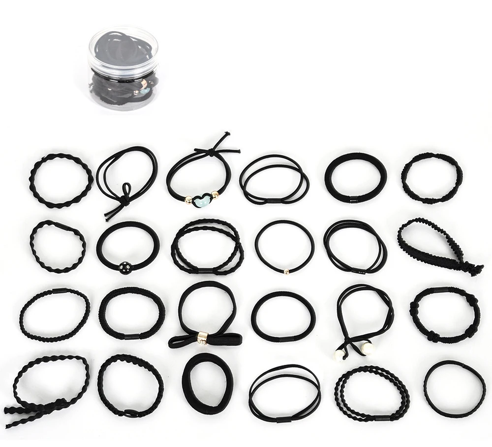 24 шт./компл. высокие эластичные ленты для волос Solid Stretch Для женщин девочки Женская