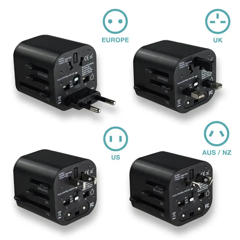 Turata Universal Travel Зарядное устройство 2-Порты и разъёмы Быстрая зарядка все в одном USB