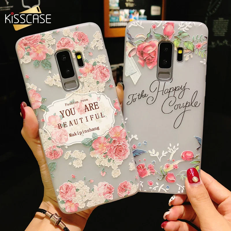 KISSCASE Girly Flower Phone Case For Samsung Galaxy S9 S8 Plus A3 A5 A7 J3 J5 J7 2017 A8 2018 S7 Edge Note 9 Soft TPU Coque |