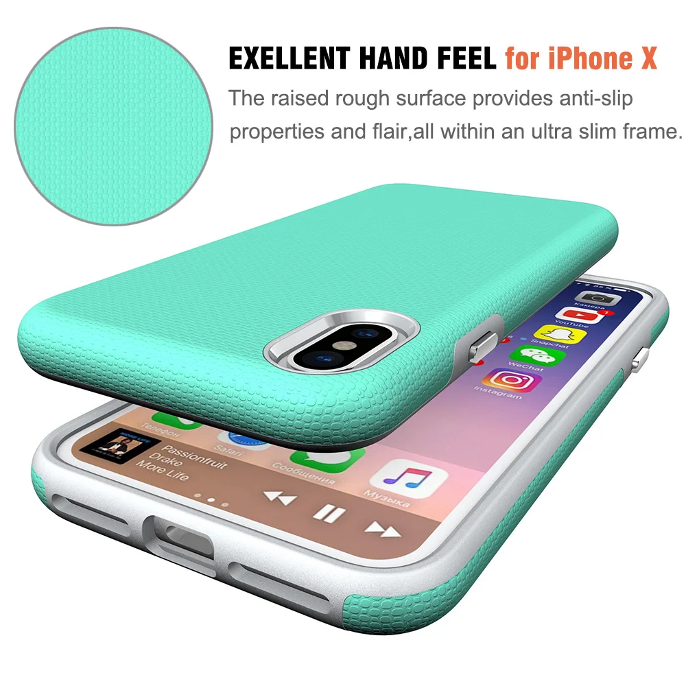 Pixpekoo для iphone х Чехол Двойной Слои Гибридный Heavy Duty матовая поверхность
