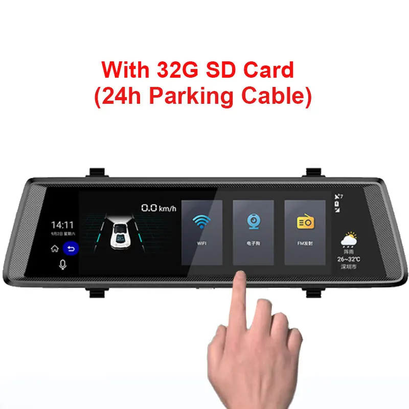 24H With 32G sd card Kampacar приводной Регистратор Автомобильный видеорегистратор для автомобилей Android 3g gps Автомобильный видеорегистратор Wifi зеркало заднего вида bluetooth с камерой два видеорегистратора - Название цвета: 24H With 32G sd card