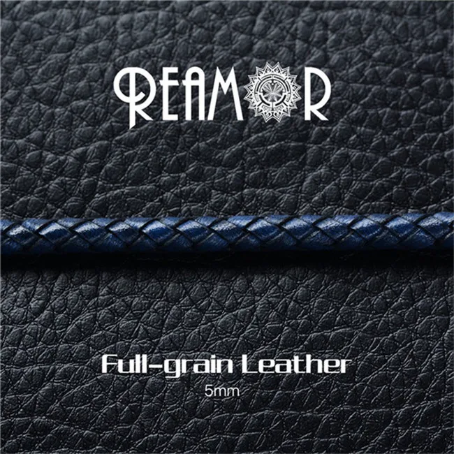 Retro Navy Blue REAMOR Ретро красный темно-зеленый темно-синий шнур из натуральной кожи для DIY браслет ювелирных изделий фурнитура 5 мм круглый кожаный шнур 1 м - Цвет: Retro Navy Blue