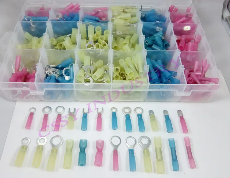 

480 piece/box heat shrink electrical crimp butt connector terminal from 22-10AWG(0.5-6 square meter cable)