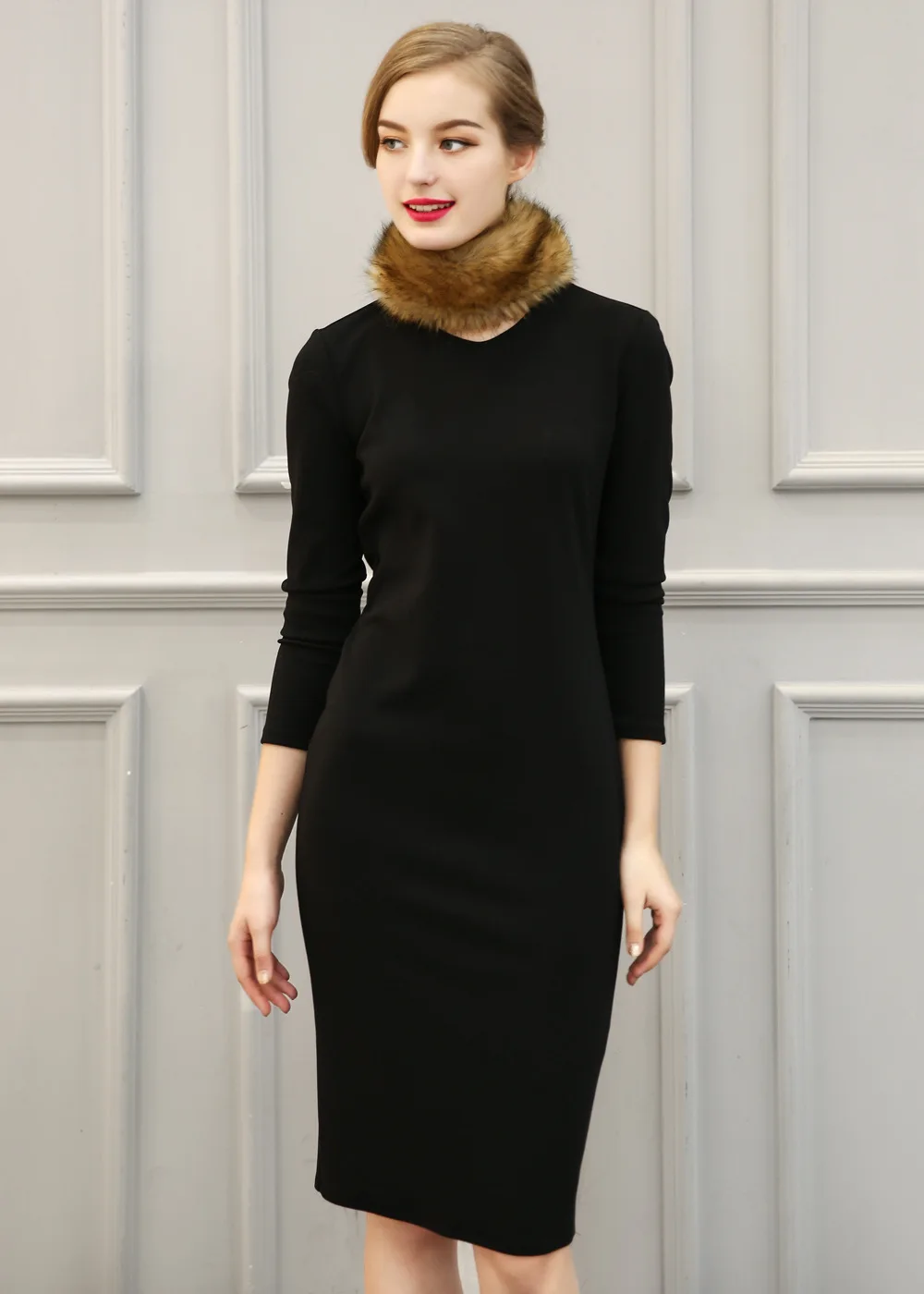 Женский меховой шарф Blinger воротник из искусственного лисьего меха зимний теплый