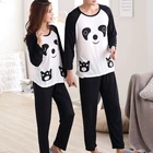 Осенние парные пижамы с рисунком панды, пуловер с длинным рукавом, пижамный комплект для женщин и мужчин, Повседневная Ночная рубашка