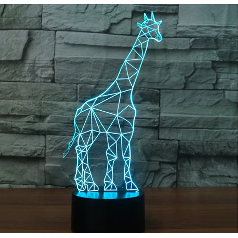 3D LED ночник пазл Жираф Олень с 7 видов цветов свет для украшения дома лампа