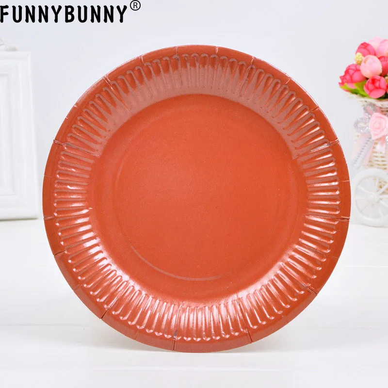 FUNNYBUNNY одноразовые красочные бумажные тарелки лотки принадлежности для рождения