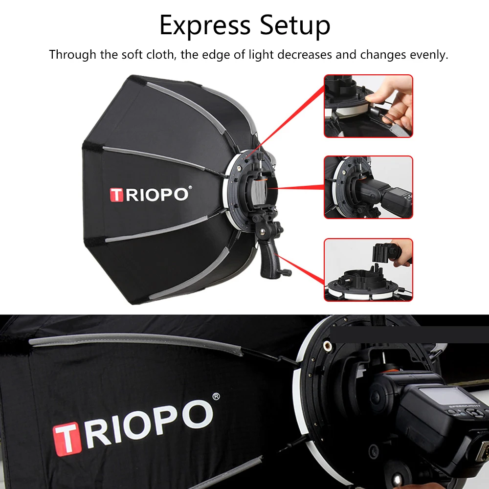 Софтбокс Triopo 55 см с восьмиугольным зонтиком для Godox V860II TT600 TT685 YN560 III IV JY-680A Вспышка Speedlite