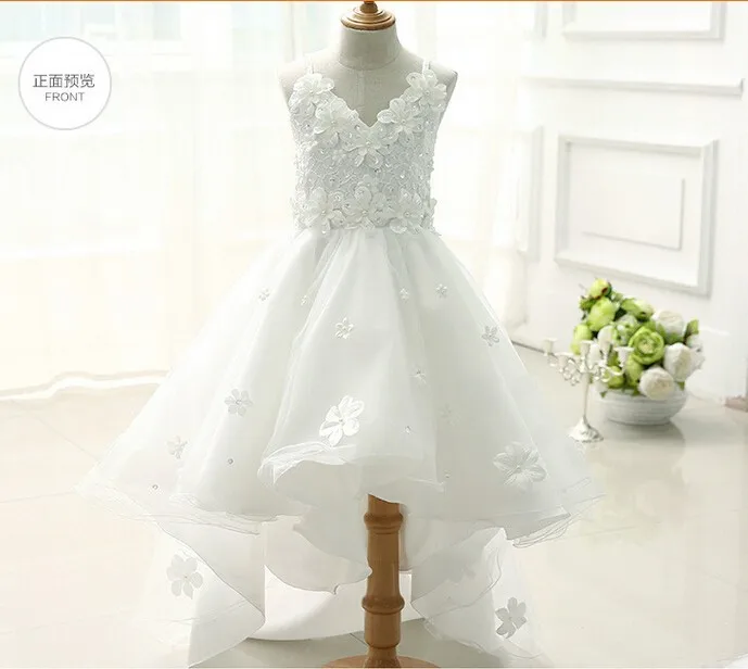 Пышное белое платье на бретельках принцессы с цветами для девочек свадьбу пышное